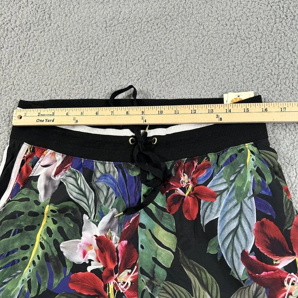 C&C California Pants Womens Large Multicolor Tropical Floral Jogger Side Stripe